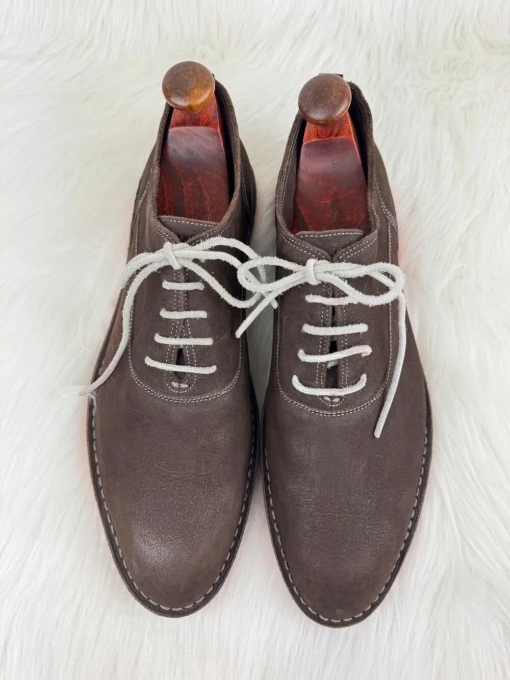Men's Heschung 1934 Veritable Cousu Suede Oxford Shoes Brown Red Sole US 11.5